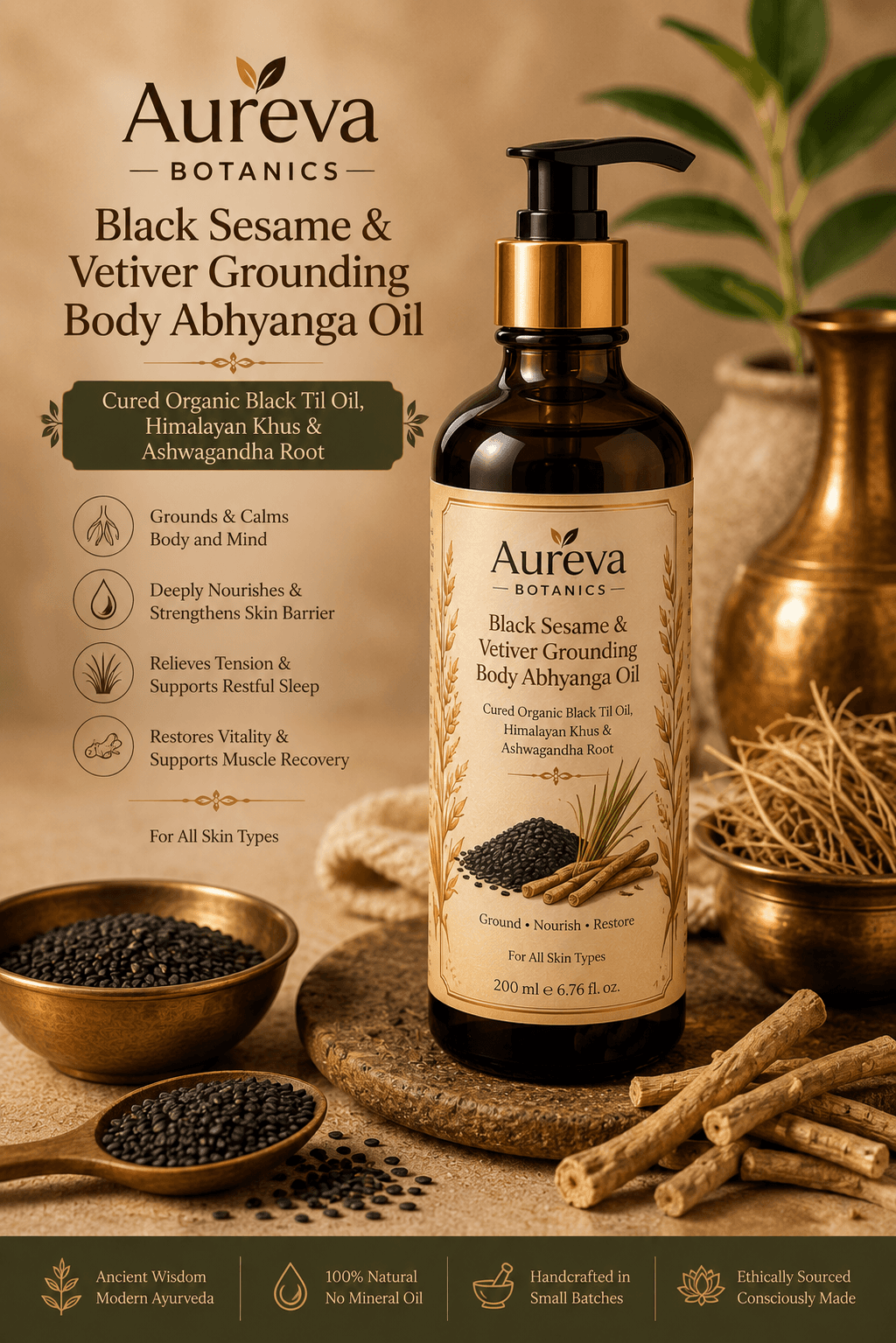 Black Sesame & Vetiver Grounding Body Abhyanga Oil